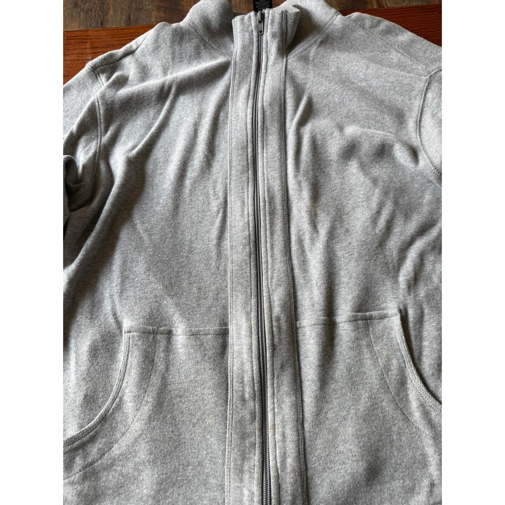 Rafaella Womens Gray Full Zip Cotton Cardigan Sweater Mock Neck Large